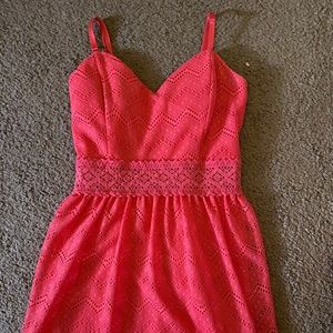 Hot Pink short laced dress with heart neckline